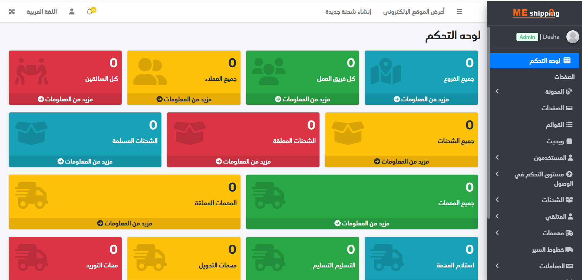 لوحة التحكم